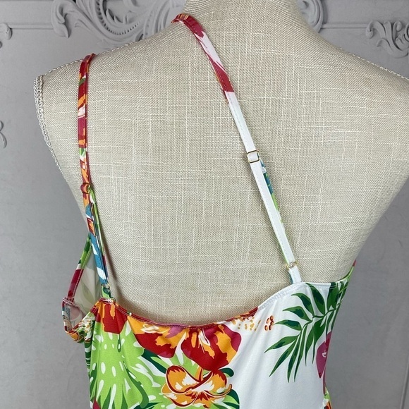 Hawaiin Delight Casual Classy Tropical Floral Print One Shoulder Maxi Dress - Picture 8 of 9